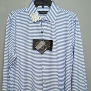 Michael Strahan Men's Modern Fit Slim Fit Long Sleeve Dress Shirt 16-16.5 32-33